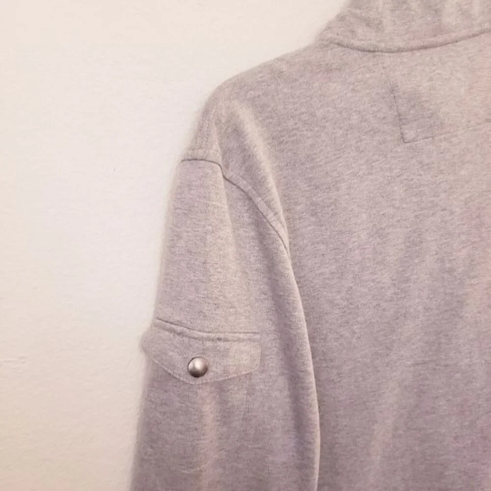 Banana Republic Quarter Neckline with Snaps Grey Sweatshirt w/Sleeve Pocket Sz M